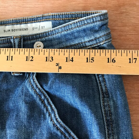 Pilcro and the Letterpress Slim Boyfriend Jeans Women 27 Blue Mid Rise Stretch - Picture 12 of 15